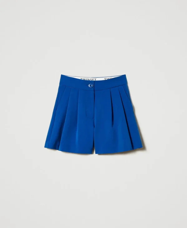 short_en_flanelle_1.webp Pantalons Et Jeans*TWINSET Milano Short En Flanelle Bleu « Surf »