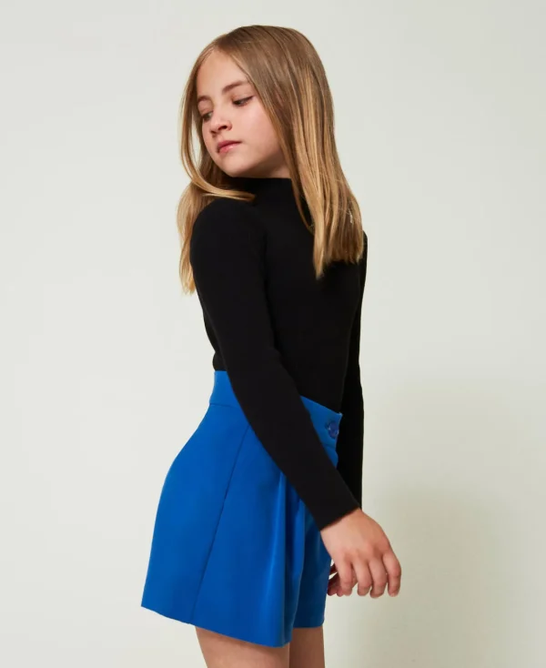 short_en_flanelle_2.webp Pantalons Et Jeans*TWINSET Milano Short En Flanelle Bleu « Surf »