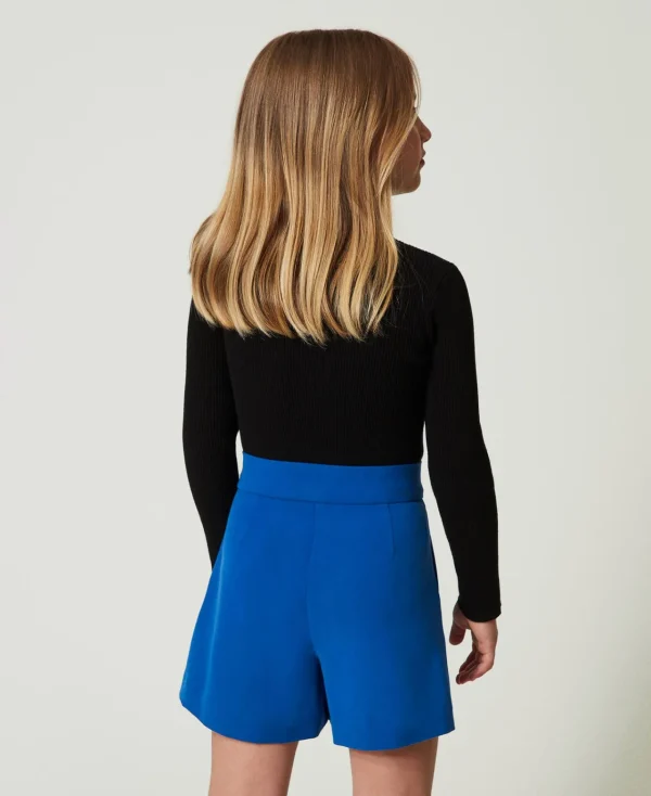 short_en_flanelle_3.webp Pantalons Et Jeans*TWINSET Milano Short En Flanelle Bleu « Surf »