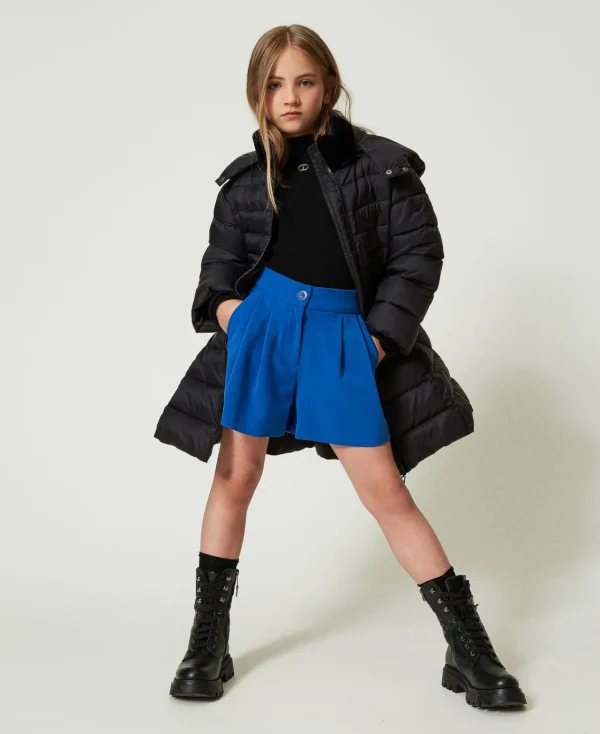 short_en_flanelle_5.webp Pantalons Et Jeans*TWINSET Milano Short En Flanelle Bleu « Surf »