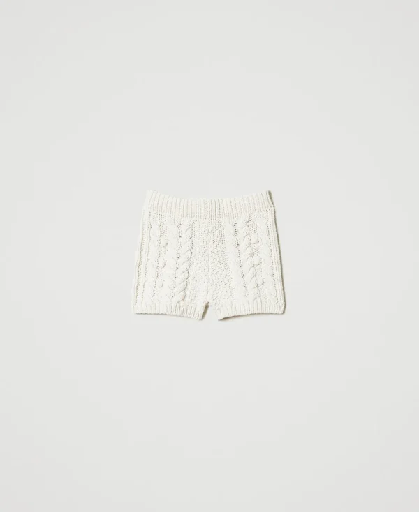 short_en_maille_de_laine_1.webp Shorts*TWINSET Milano Short En Maille De Laine Blanc Neige