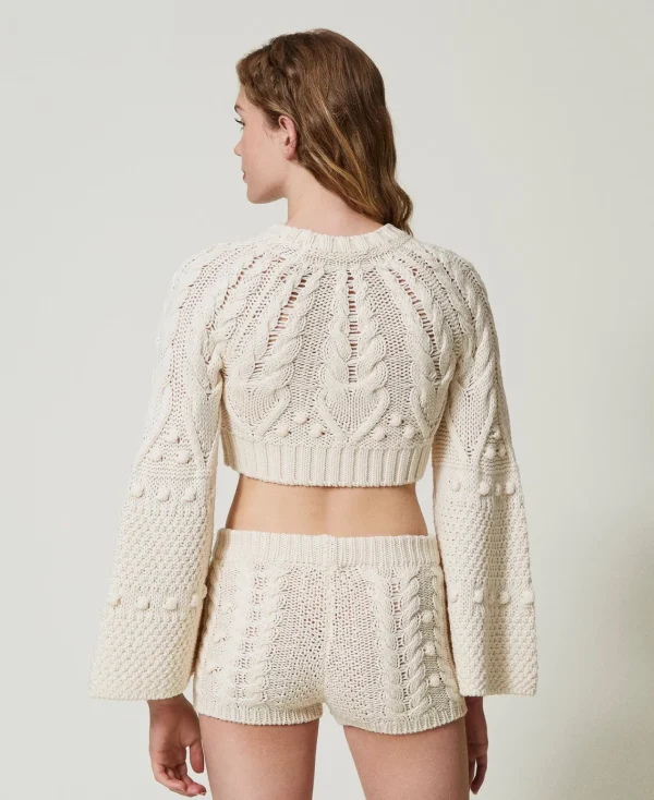 short_en_maille_de_laine_4.webp Shorts*TWINSET Milano Short En Maille De Laine Blanc Neige