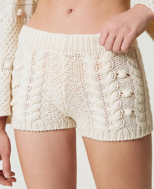 short_en_maille_de_laine_5.webp Shorts*TWINSET Milano Short En Maille De Laine Blanc Neige