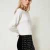 short_en_velours_brod_2.webp Pantalons Élégants | Shorts*TWINSET Milano Short En Velours Brodé Noir