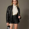 short_fairfax_en_cuir_ave_0.webp Shorts*TWINSET Milano Short «Fairfax» En Cuir Avec Fermeture éclair Noir