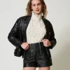 short_fairfax_en_cuir_ave_2.webp Shorts*TWINSET Milano Short «Fairfax» En Cuir Avec Fermeture éclair Noir