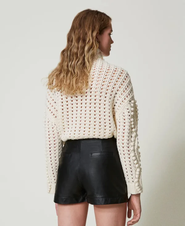 short_fairfax_en_cuir_ave_4.webp Shorts*TWINSET Milano Short «Fairfax» En Cuir Avec Fermeture éclair Noir