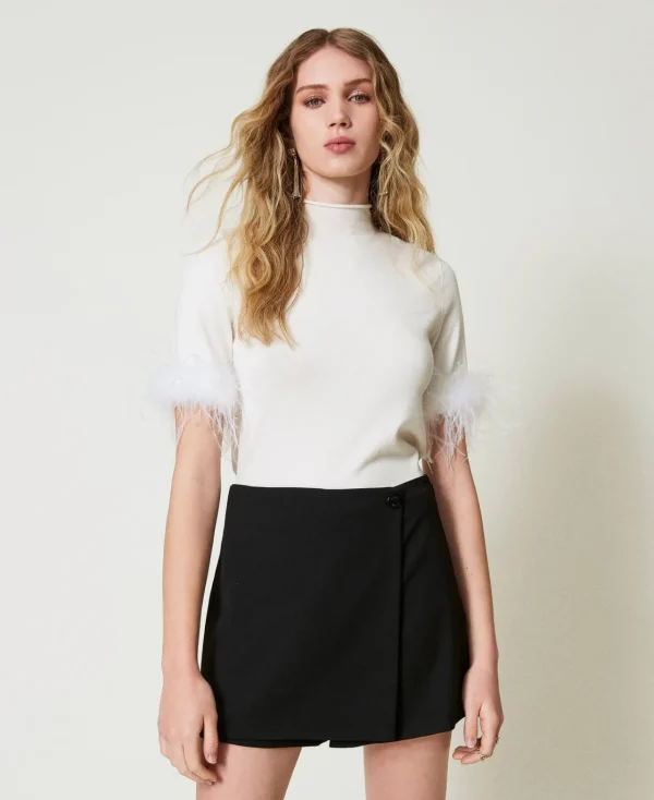 Shorts*TWINSET Milano Short Portefeuille En Laine Mélangée Noir