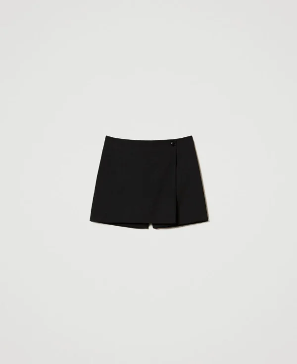Shorts*TWINSET Milano Short Portefeuille En Laine Mélangée Noir