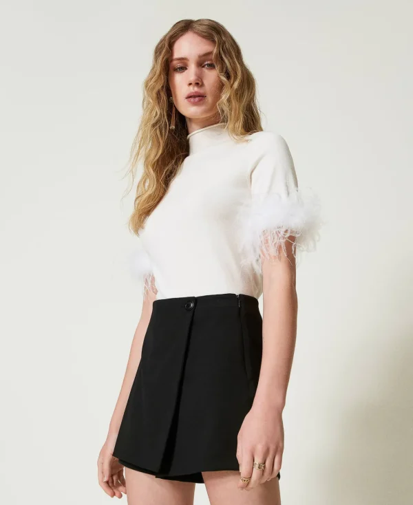 Shorts*TWINSET Milano Short Portefeuille En Laine Mélangée Noir