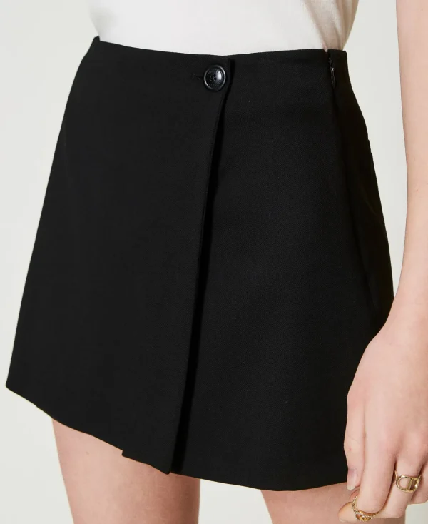 Shorts*TWINSET Milano Short Portefeuille En Laine Mélangée Noir