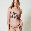 Sous-Vêtements Et Vêtements De Nuit*TWINSET Milano Slip Brésilien En Tulle Avec Nœuds Multicolore Blooming Broderie