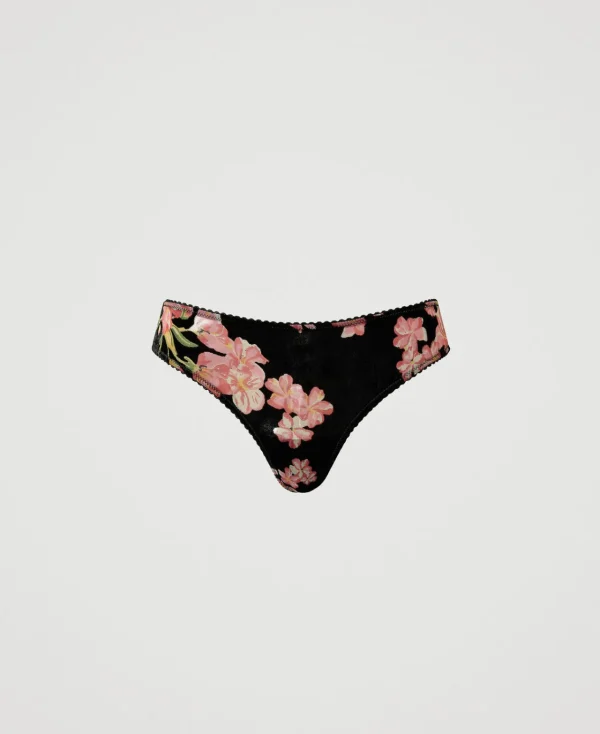 slip_brsilien_en_velours__1.webp Sous-Vêtements Et Vêtements De Nuit*TWINSET Milano Slip Brésilien En Velours Dévoré Multicolore Blooming
