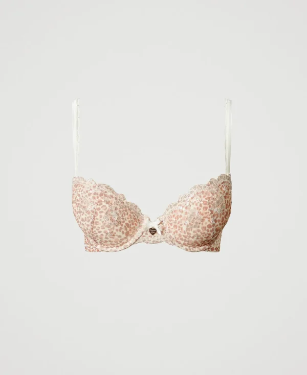 soutiengorge_pushup_en_tu_1.webp Sous-Vêtements Et Vêtements De Nuit*TWINSET Milano Soutien-gorge Push-up En Tulle Animalier Multicolore Imprimé Animalier