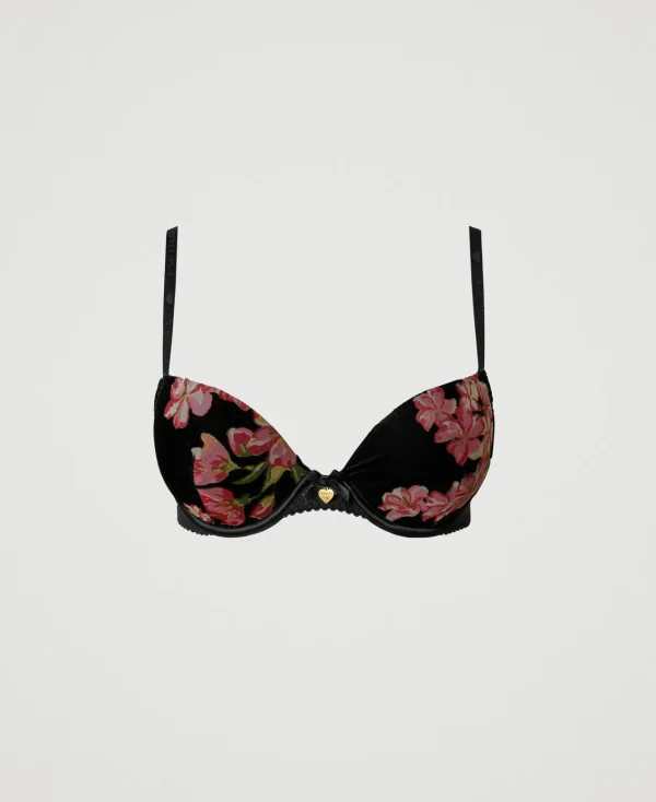 soutiengorge_pushup_en_ve_1.webp Sous-Vêtements Et Vêtements De Nuit*TWINSET Milano Soutien-gorge Push-up En Velours Dévoré Multicolore Blooming