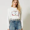 sweatshirt_avec_logo_oval_0.webp Sweat-Shirts*TWINSET Milano Sweat-shirt Avec Logo Oval T Floral Blanc Antique White