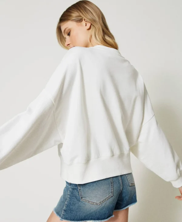 sweatshirt_avec_logo_oval_3.webp Sweat-Shirts*TWINSET Milano Sweat-shirt Avec Logo Oval T Floral Blanc Antique White