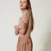 t_col_montant_slim_3.webp T-Shirts Et Tops*TWINSET Milano T Col Montant Slim Marron « Beaver »