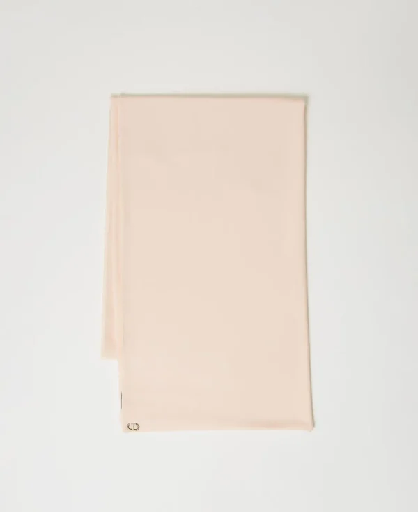 tole_en_crpe_georgette_do_0.webp Écharpes*TWINSET Milano Étole En Crêpe Georgette Doublé Rose « Peach Pink »
