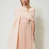 tole_en_crpe_georgette_do_1.webp Écharpes*TWINSET Milano Étole En Crêpe Georgette Doublé Rose « Peach Pink »