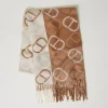 tole_en_drap_jacquard_ave_0.webp Écharpes*TWINSET Milano Étole En Drap Jacquard Avec Oval T Jacquard Oval T Marron « Sandy Brown »