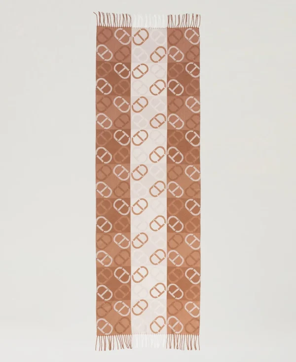 tole_en_drap_jacquard_ave_3.webp Écharpes*TWINSET Milano Étole En Drap Jacquard Avec Oval T Jacquard Oval T Marron « Sandy Brown »