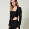 top_bustier_avec_broderie_3.webp T-Shirts Et Tops*TWINSET Milano Top Bustier Avec Broderie Noir