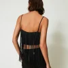 top_court_myfo_avec_frang_3.webp T-Shirts Et Tops*TWINSET Milano Top Court MYFO Avec Franges Noir