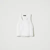 top_dbardeur_avec_sequins_1.webp T-Shirts Et Tops*TWINSET Milano Top Débardeur Avec Sequins All-over Blanc "Papers"