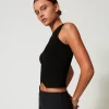 top_double_usage_en_maill_3.webp T-Shirts Et Tops*TWINSET Milano Top Double Usage En Maille Avec Oval T Noir