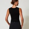 top_double_usage_en_maill_4.webp T-Shirts Et Tops*TWINSET Milano Top Double Usage En Maille Avec Oval T Noir