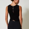 top_double_usage_en_maill_6.webp T-Shirts Et Tops*TWINSET Milano Top Double Usage En Maille Avec Oval T Noir