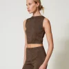 T-Shirts Et Tops*TWINSET Milano Top En Maille Avec Lurex Bicolore Fondant/Or Foncé