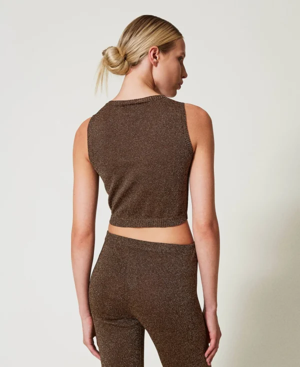 T-Shirts Et Tops*TWINSET Milano Top En Maille Avec Lurex Bicolore Fondant/Or Foncé