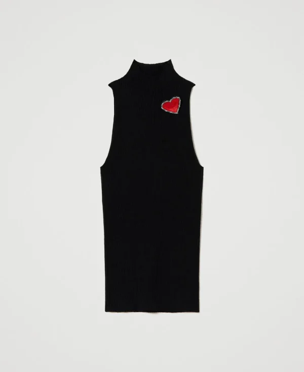 T-Shirts Et Tops*TWINSET Milano Top En Maille Rayée Avec Broche Noir