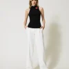 T-Shirts Et Tops*TWINSET Milano Top En Maille Rayée Avec Broche Noir