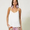 T-Shirts Et Tops*TWINSET Milano Top En Satin Blanc Neige