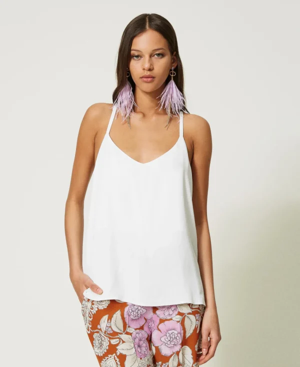 T-Shirts Et Tops*TWINSET Milano Top En Satin Blanc Neige