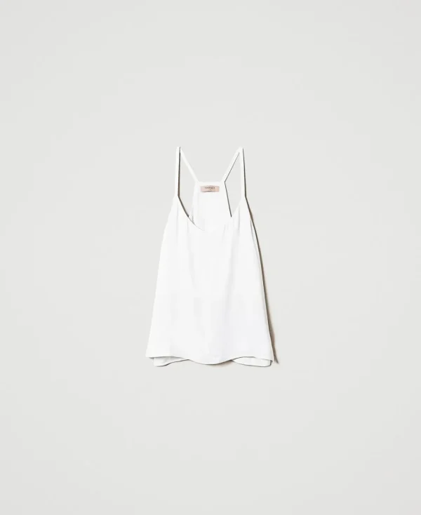 T-Shirts Et Tops*TWINSET Milano Top En Satin Blanc Neige
