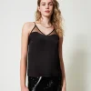 T-Shirts Et Tops*TWINSET Milano Top En Satin Et Tulle Noir