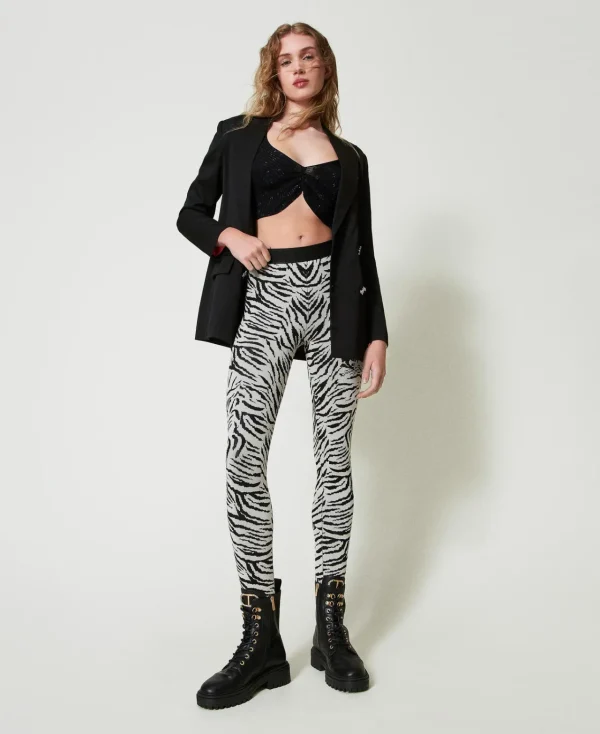top_myfo_en_maille_avec_i_5.webp T-Shirts Et Tops*TWINSET Milano Top MYFO En Maille Avec Imprimé Pailleté Noir
