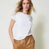 T-Shirts Et Tops*TWINSET Milano T-shirt Ajusté Avec Broche Crochet Blanc