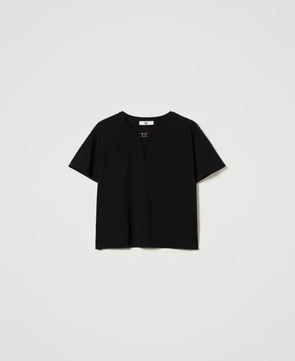 T-Shirts Et Tops*TWINSET Milano T-shirt Avec Barrette Cœur Noir