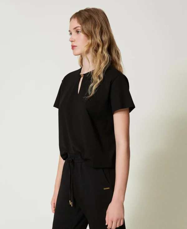 T-Shirts Et Tops*TWINSET Milano T-shirt Avec Barrette Cœur Noir