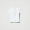 T-Shirts Et Tops*TWINSET Milano T-shirt Avec Broderie Siglée Oval T Blanc