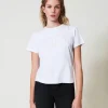 T-Shirts Et Tops*TWINSET Milano T-shirt Avec Broderie Siglée Oval T Blanc