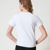 T-Shirts Et Tops*TWINSET Milano T-shirt Avec Broderie Siglée Oval T Blanc