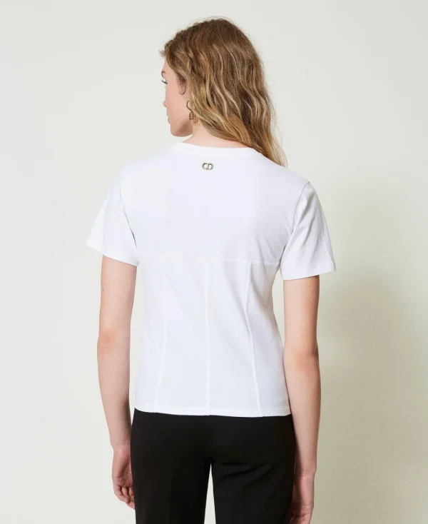 tshirt_avec_construction__3.webp T-Shirts Et Tops*TWINSET Milano T-shirt Avec Construction Bustier Blanc