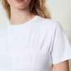 tshirt_avec_construction__4.webp T-Shirts Et Tops*TWINSET Milano T-shirt Avec Construction Bustier Blanc