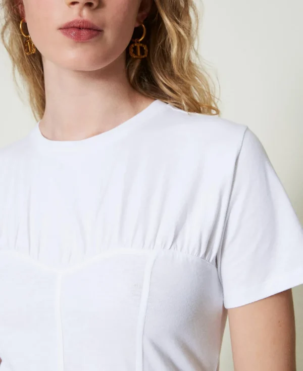 tshirt_avec_construction__4.webp T-Shirts Et Tops*TWINSET Milano T-shirt Avec Construction Bustier Blanc